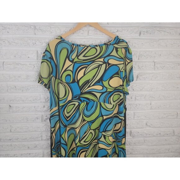Apt 9 Women Dress 2X Plus Shirt Cap Sleeve Pullover Green Abstract WAT129E - Picture 7 of 11